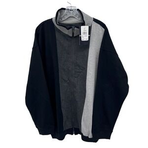 SRT Men's Sz XL Vintage NWT Black/Gray Colorblock Full-Zip Mock Neck Sweatshirt